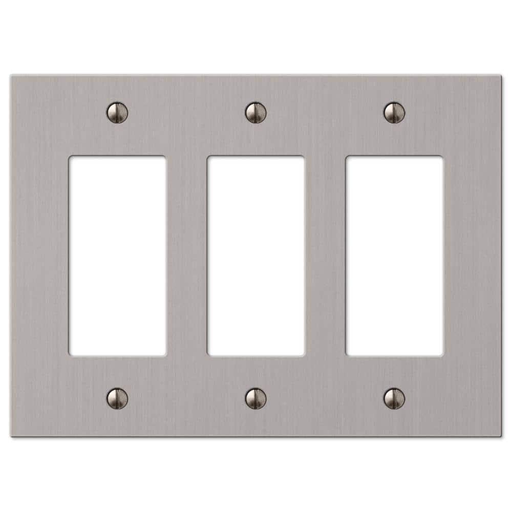 Amerelle 55RRRBN Elan Wallplate, 3 Rocker, Cast Metal, Brushed Nickel, 1-Pack