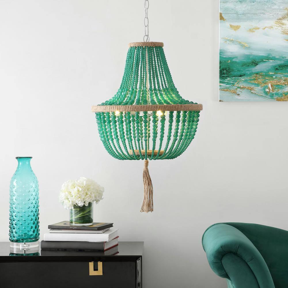 Lush Kristi Beads Pendant Lamp - LIT4477 - Green - Safavieh