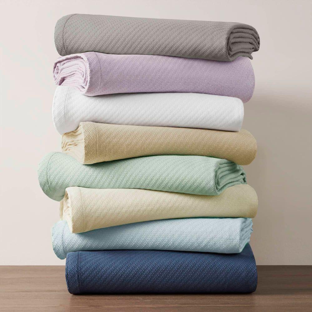 Bed Blanket Liquid Cotton Twin Seafoam: Madison Park, Lightweight, Year-Round Comfort, No Fill