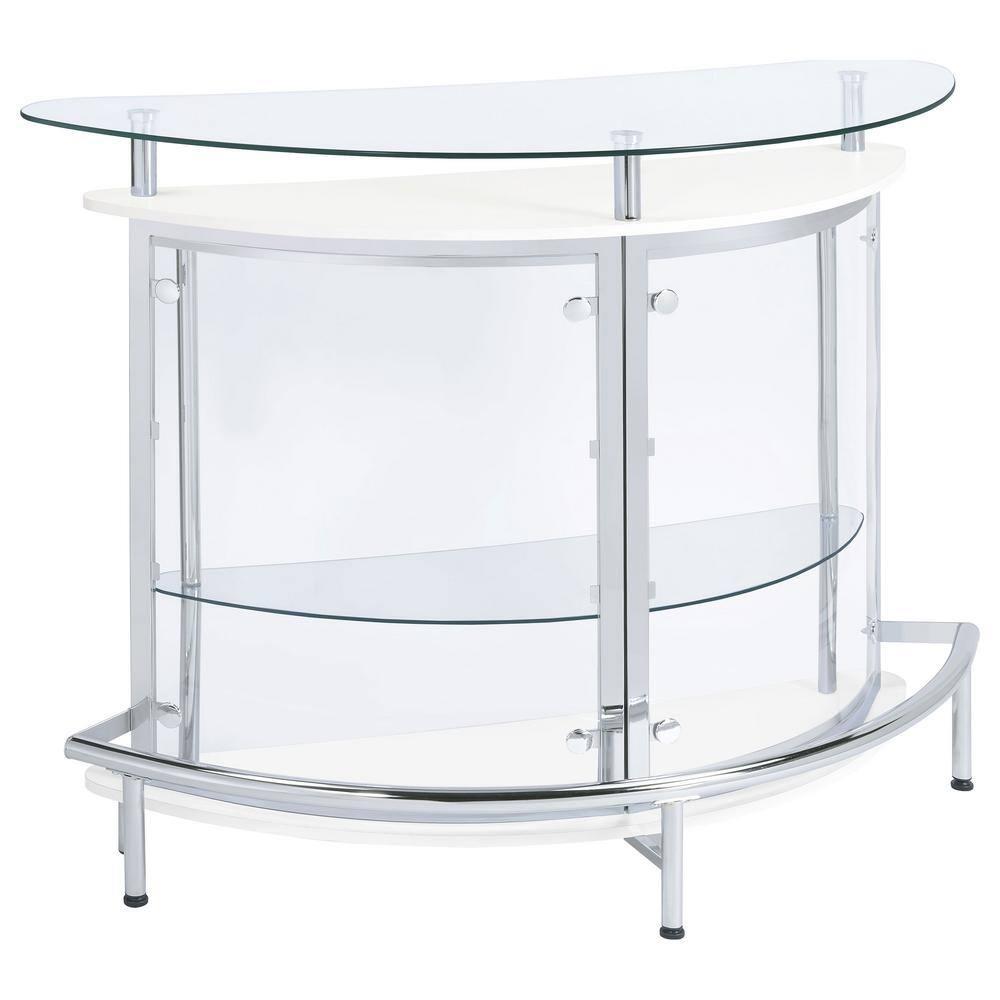 Coaster Amarillo Modern 2 Tier Home Bar Cabinet White/Chrome
