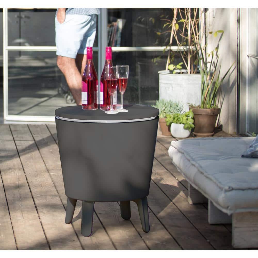 Keter Keter 32 Qt. Cool Bar Cooler Outdoor Weather Resistant Patio Furniture 2 in 1 Pop Up Cocktail Side Table and Beverage Cooler Combo