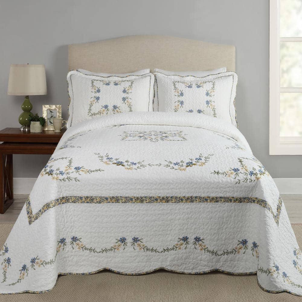 Modern Heirloom Heather Floral Embroidered Single Bedspread & Reviews | Wayfair