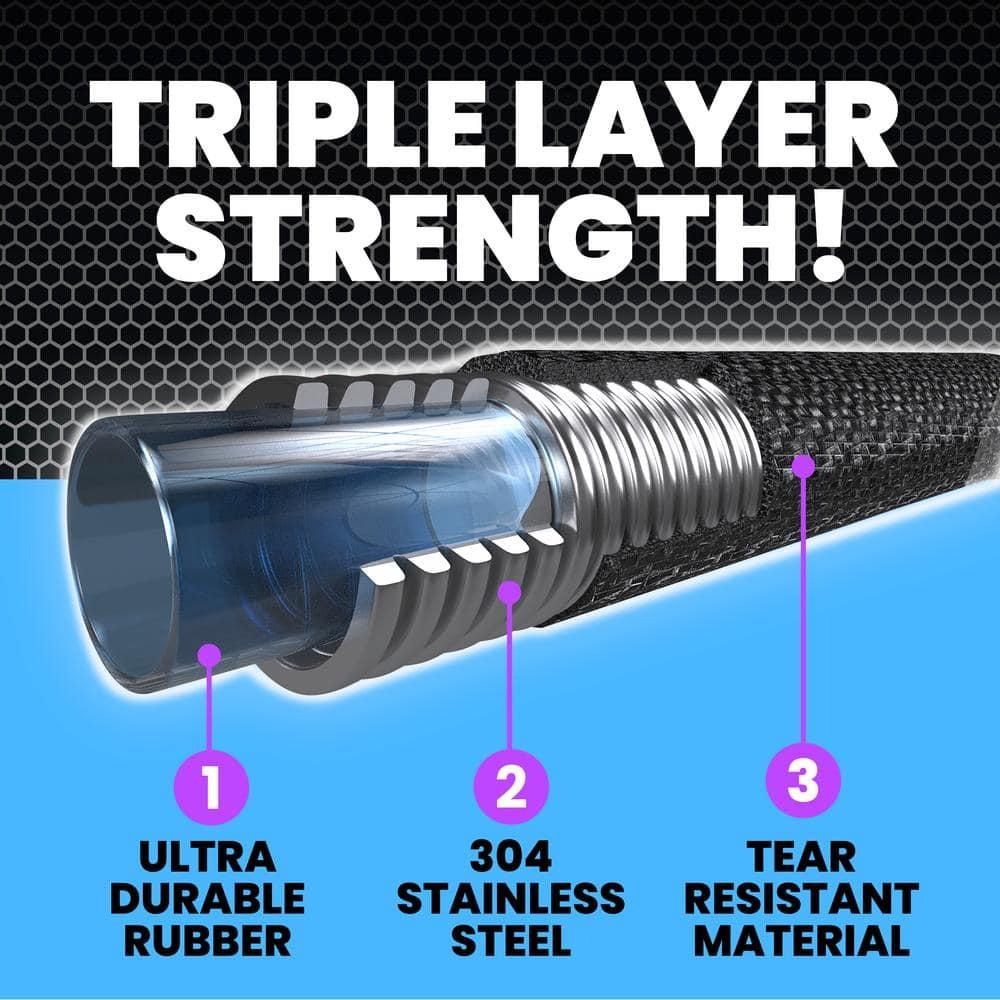 Hydrosteel Heavy Duty 50 Ft Ultra Performance Steel Garden Hose in a Bucket