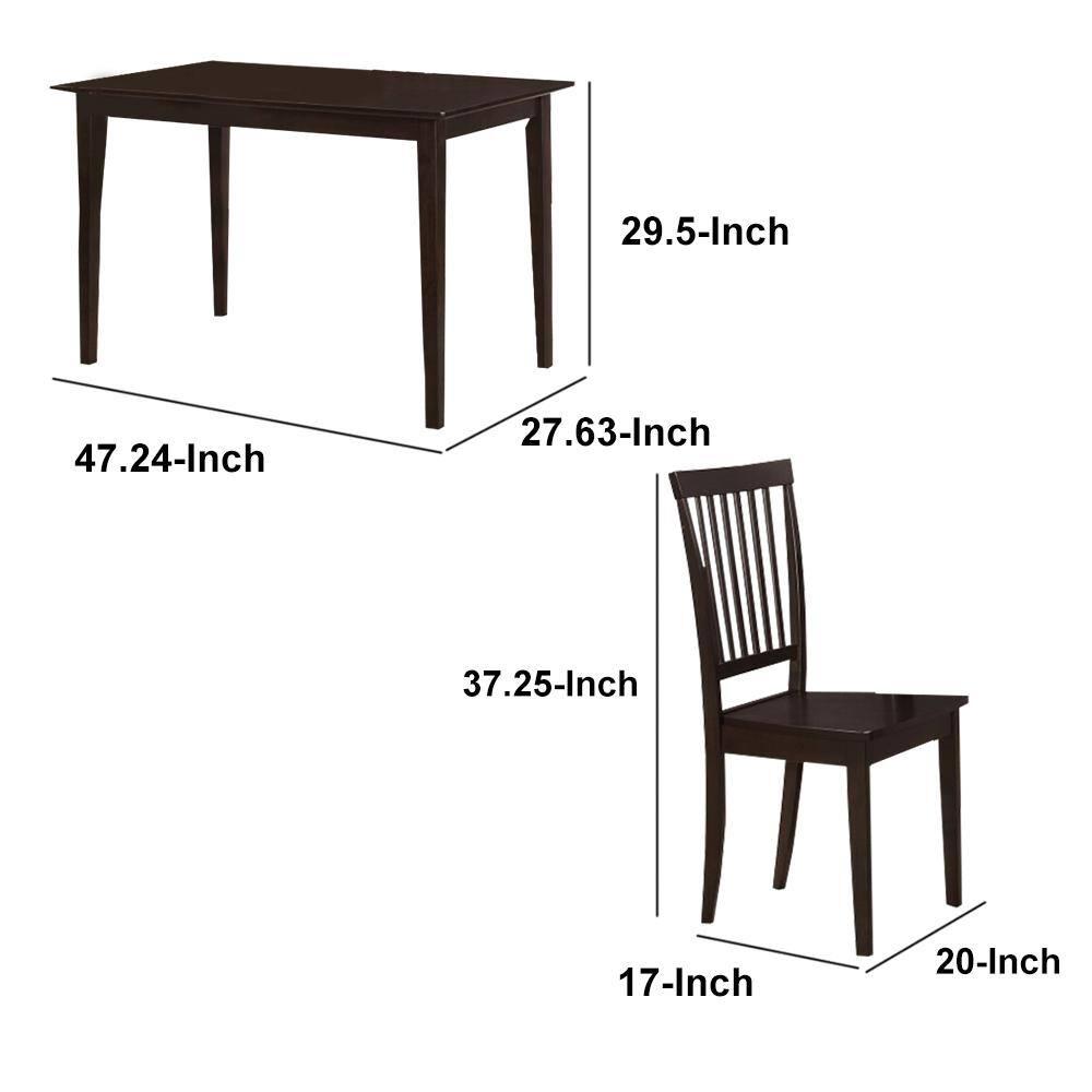 Sophisticated Brown Wooden 5-Piece Dining Set with Slat Back Chairs
