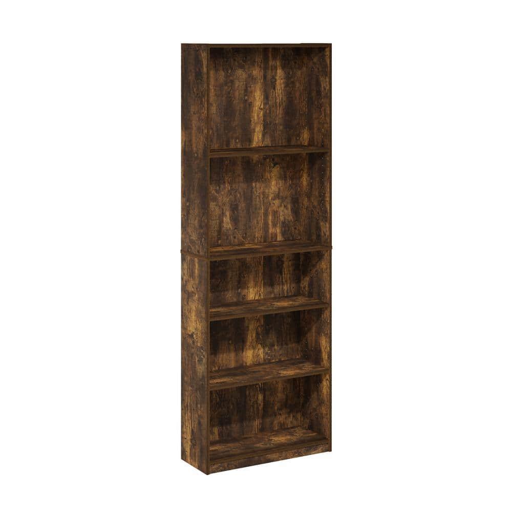 Furinno Simply Design 5-Tier Corner Bookshelf Open Multipurpose Bookcase Display Rack Cabinet with Adjustable Shelves,Amber Pine