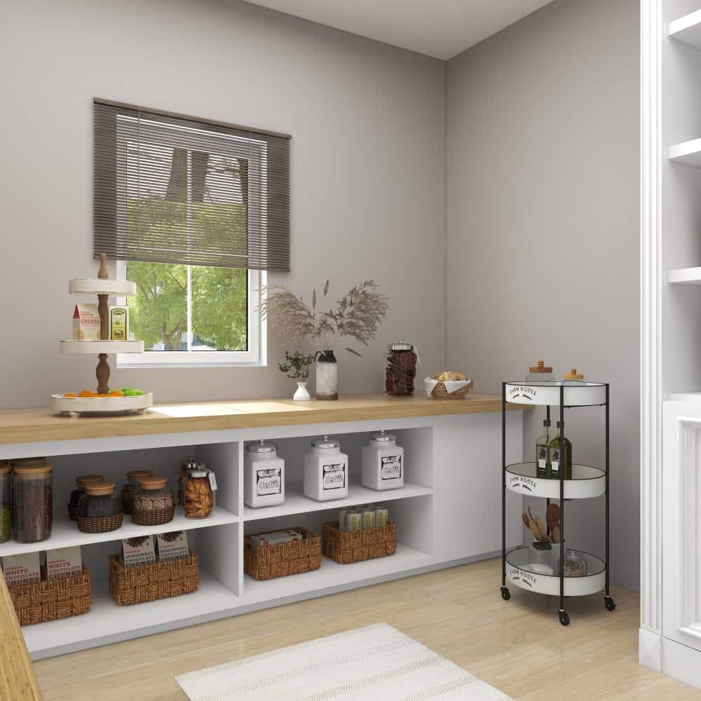 34'' x 16'' Farmhouse Metal Storage Cart White - Olivia & May: Decorative Storage Bins, Tabletop Bin, Adult Assembly Required