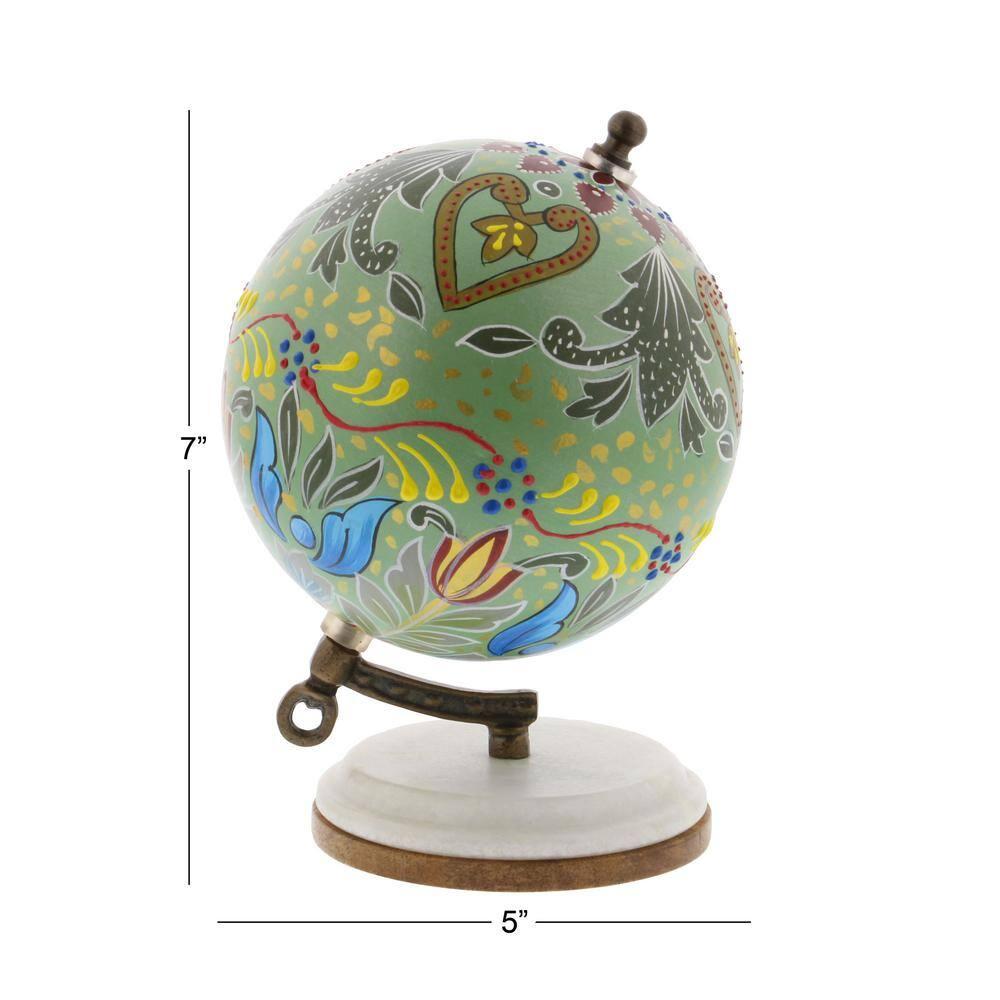Decmode Modern 7 Inch Resin And Wood Decorative Lattice Globe, Multicolor
