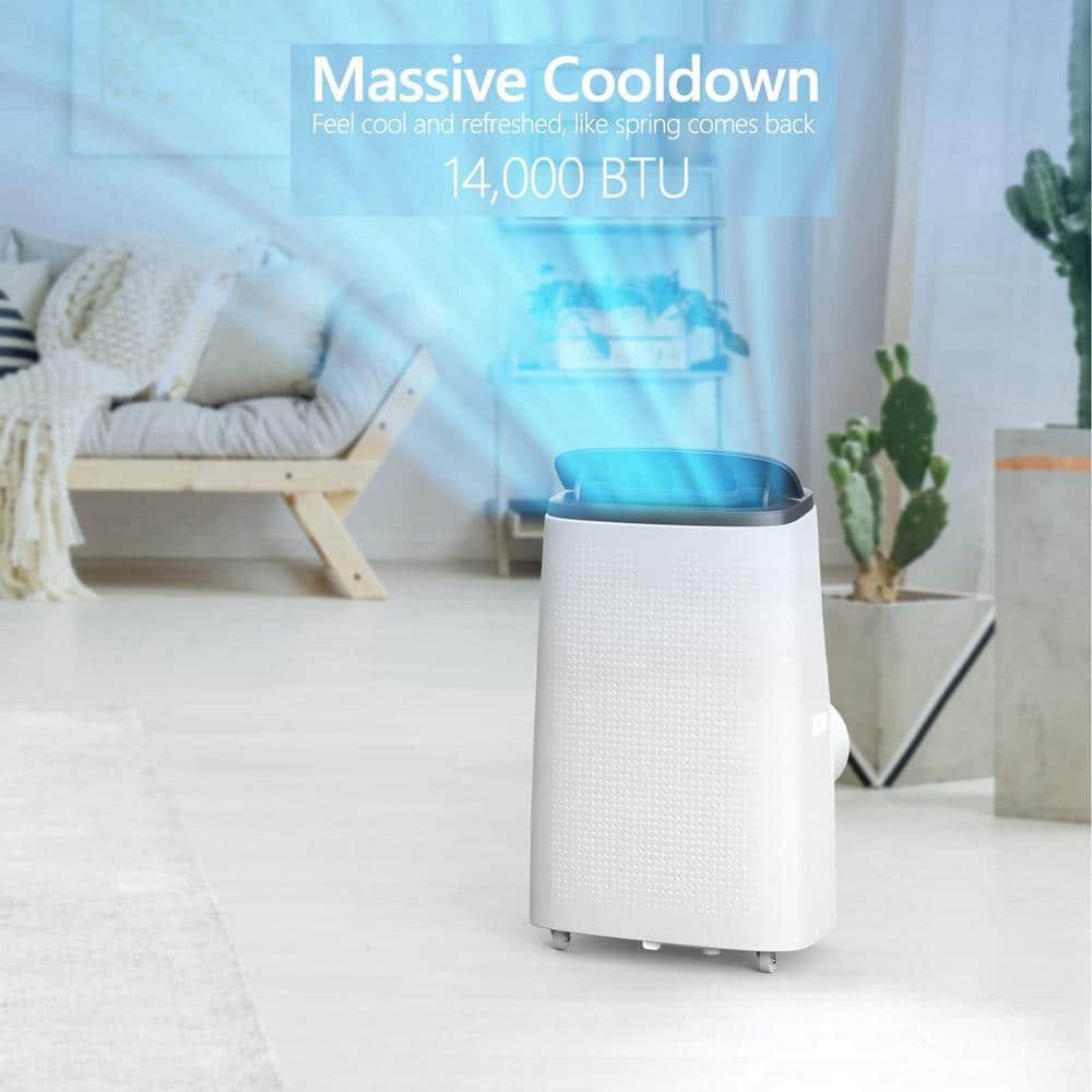 Portable Air Conditioner 14,000 BTU, A/C for Rooms up to 750 Sq. Ft, Built-in Dehumidifier,  Reusable Air Filter, and Window Kits