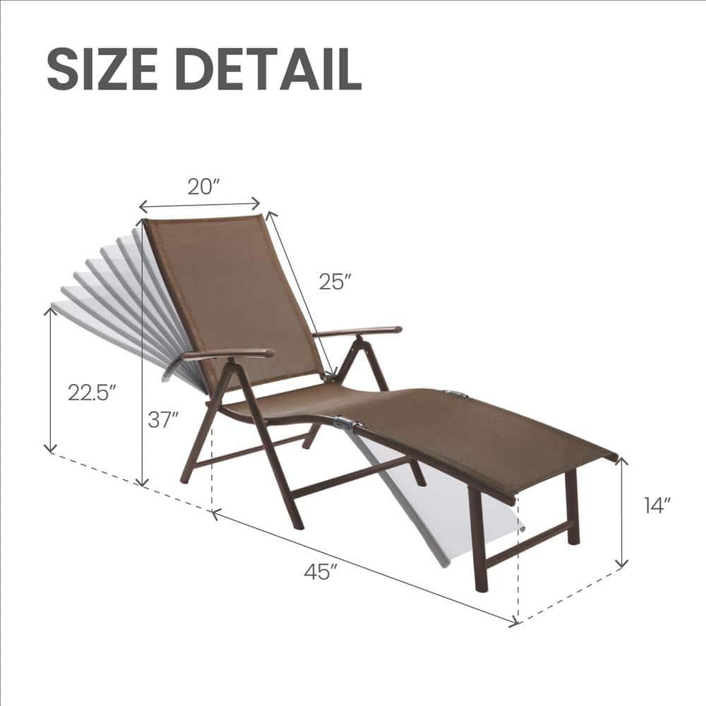 Pellebant Outdoor Chaise Lounge Aluminum Patio Folding Chair,Brown