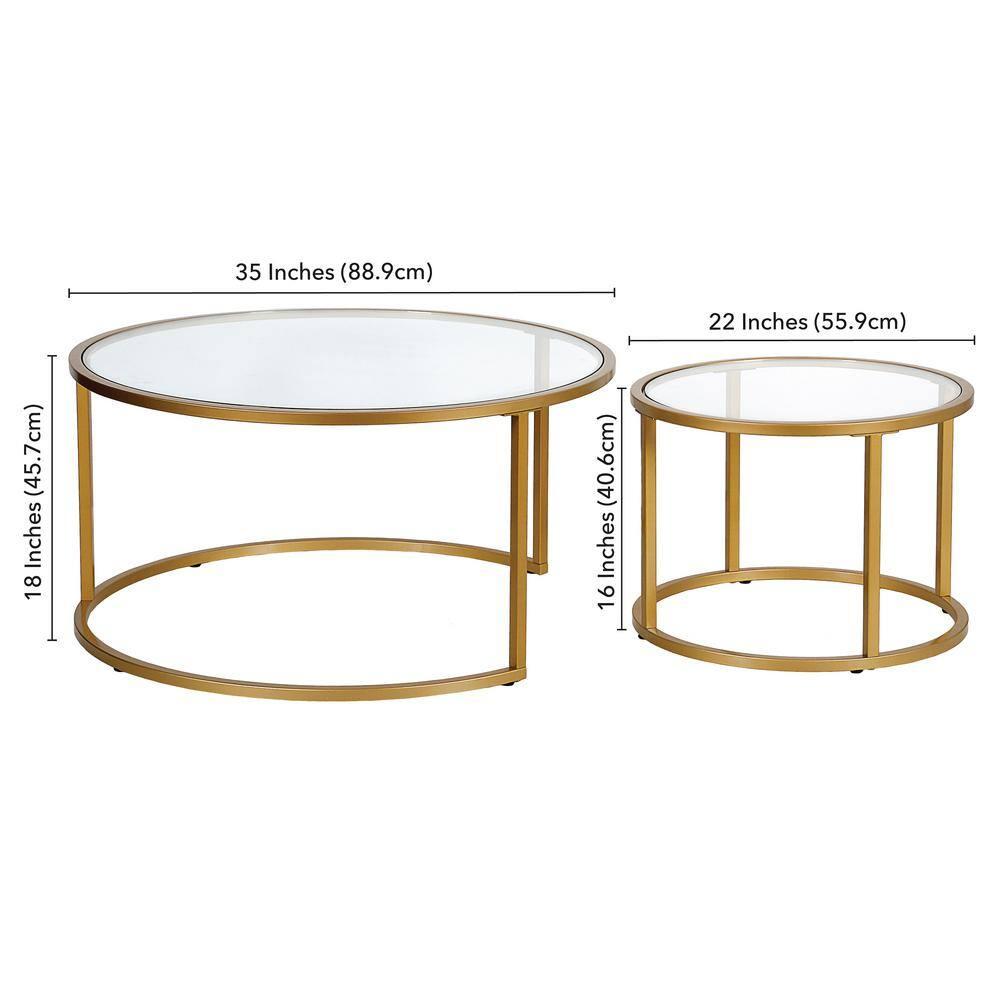 Evelyn&Zoe Watson Round Nested Coffee Table in Brass