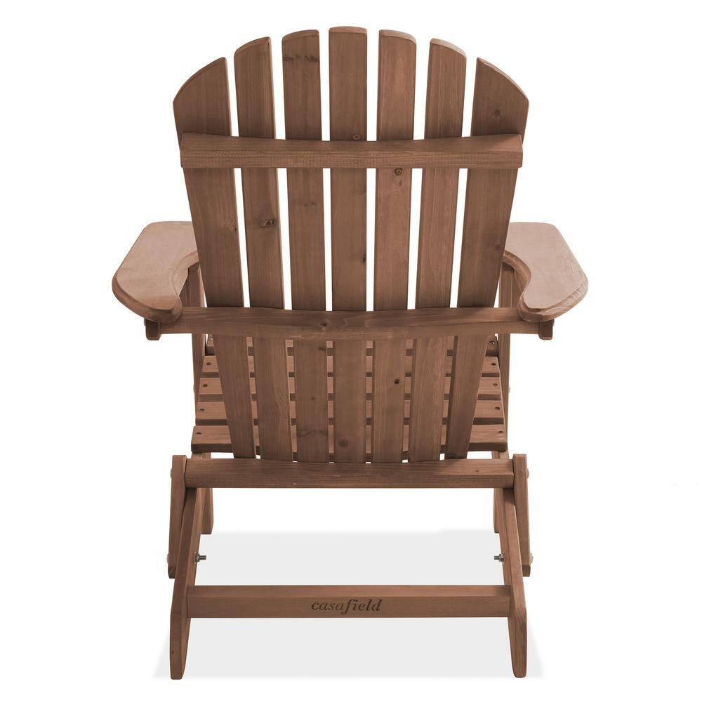 Casafield Folding Wooden Adirondack Chair, Pre-Assembled Backrest
