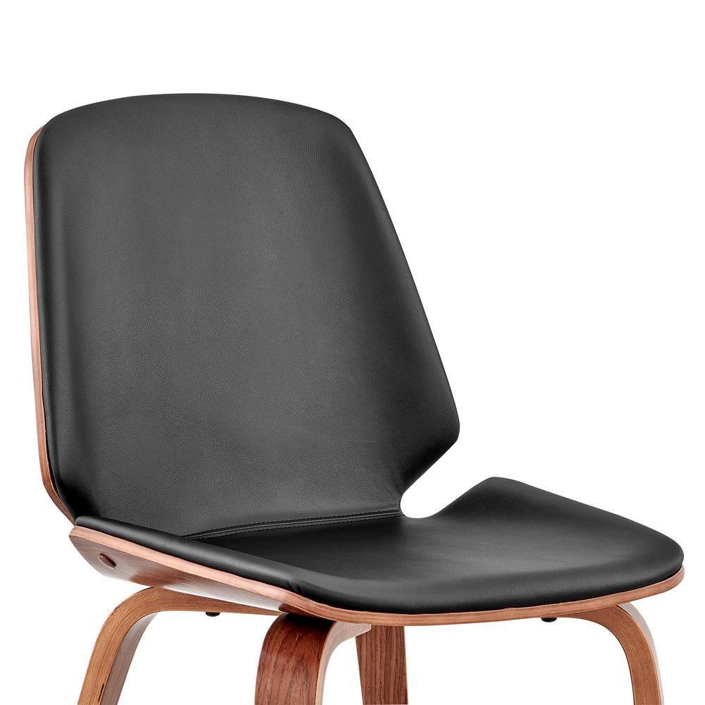 Armen Living Brinley 18" Faux Leather Dining Room Accent Chair in Black/Walnut