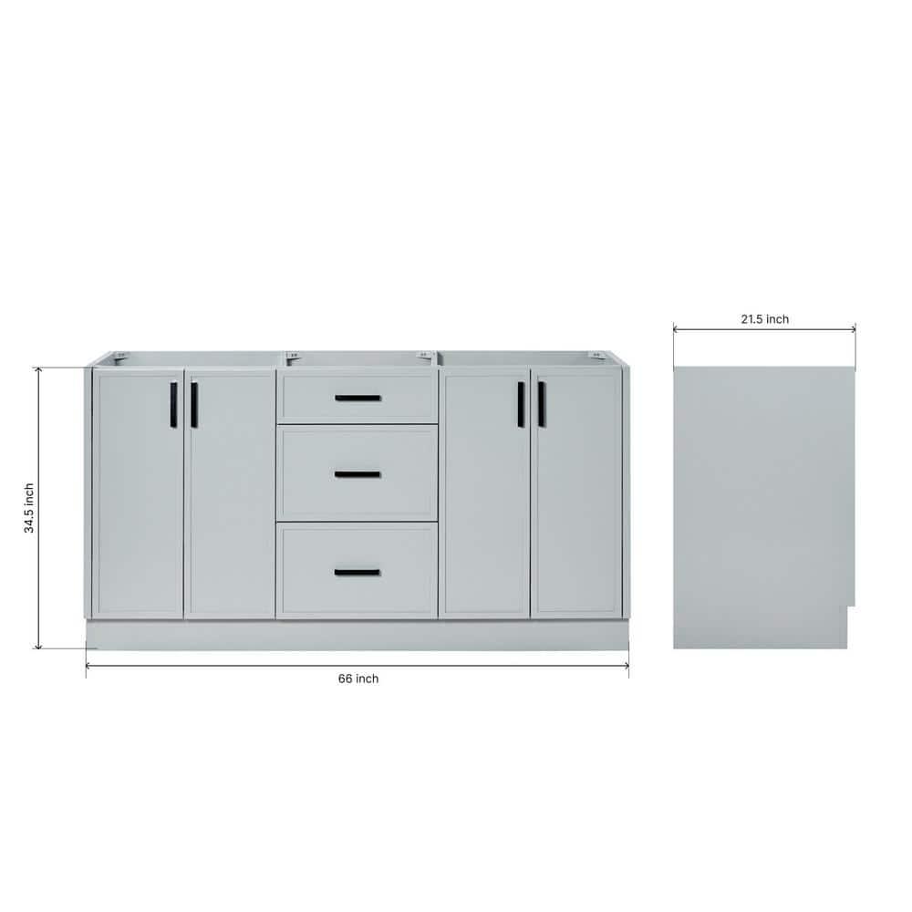 Ariel Kelley 66 Inch Double Sink Base Cabinet In Oak