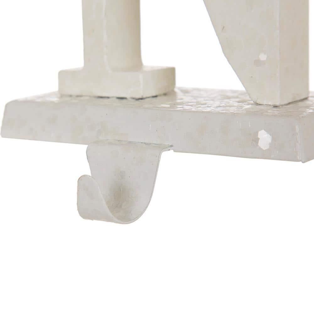 White Iron and MDF Noel Christmas Stocking Holders