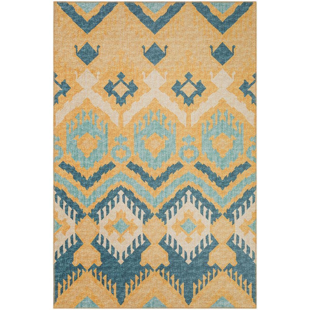 Addison Rugs Indoor/ Outdoor Addison Yuma Southwest Ikat Washable Area Rug 5' x 7'6" - Yellow