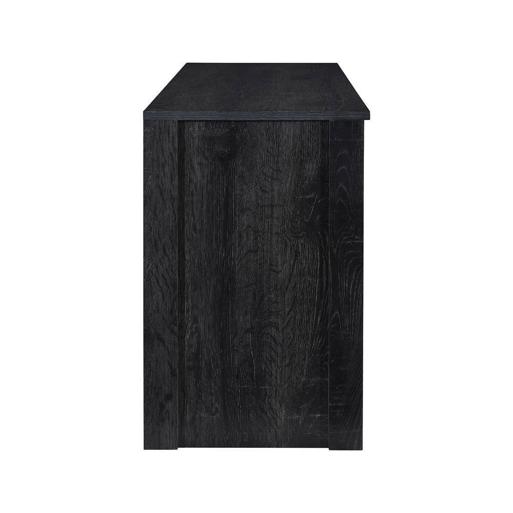 AndMakers 65 in. Modern Black Oak TV Stand For TVs Up To 62" With 6 Open Shelves, Modern Entertainment Center With Storage, TV Console Table
