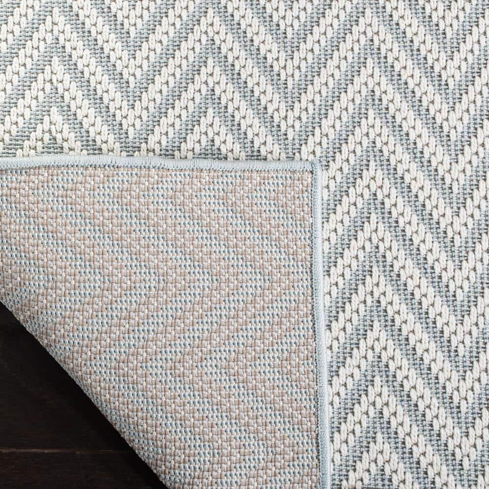 SAFAVIEH Bermuda Amina Geometric Chevron Indoor/Outdoor Area Rug Light Blue/Cream, 8' x 10'
