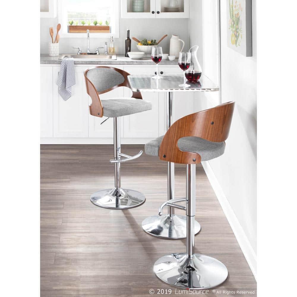 LumiSource Walnut, Grey Pino Barstool