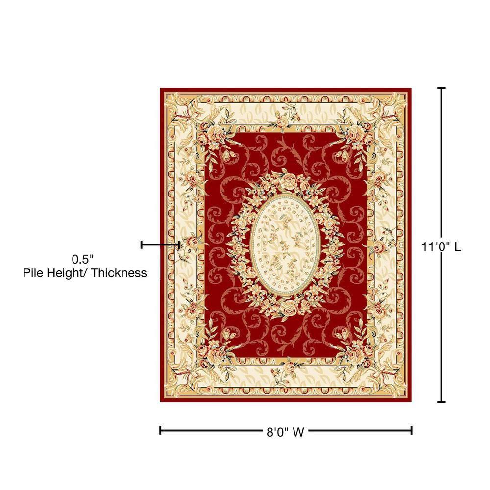 Lyndhurst LNH328 Power Loomed Area Rug - Red/Ivory - 8'x11' - Safavieh