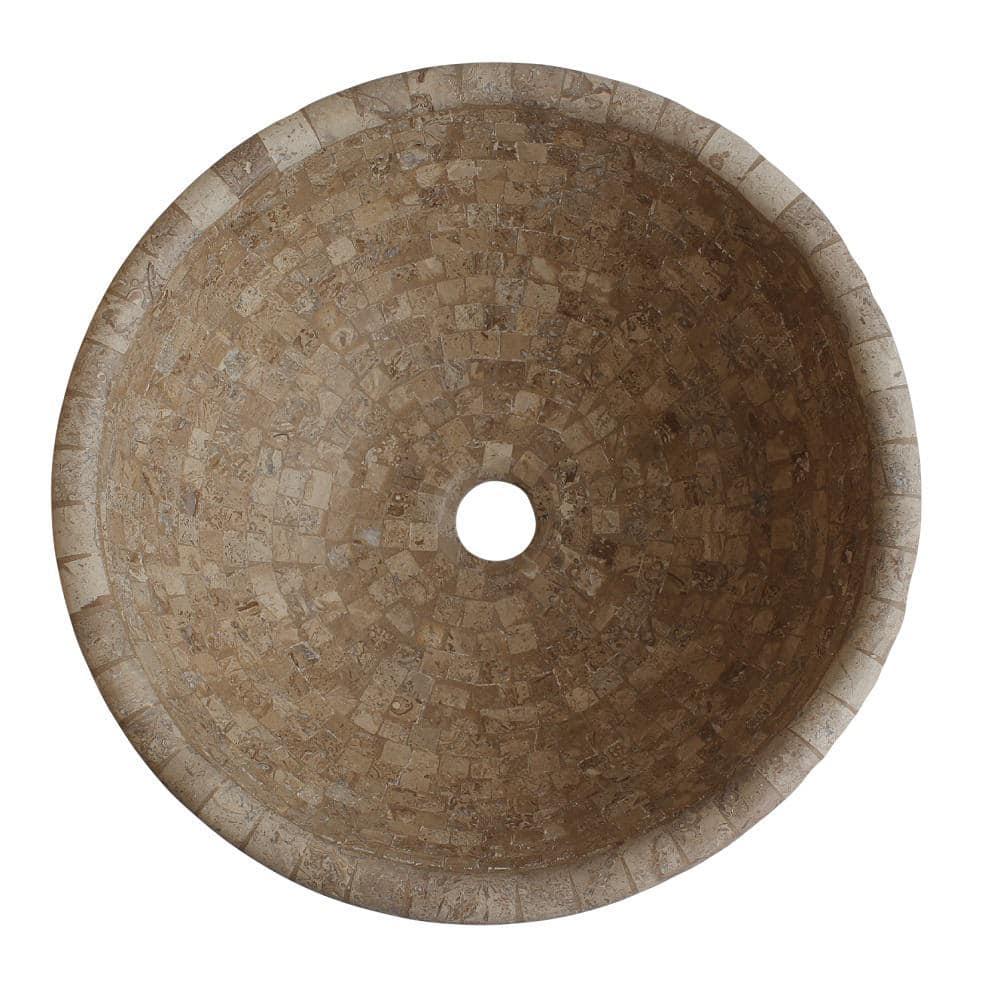 Mosaic Natural Stone Vessel Sink in Almond Brown