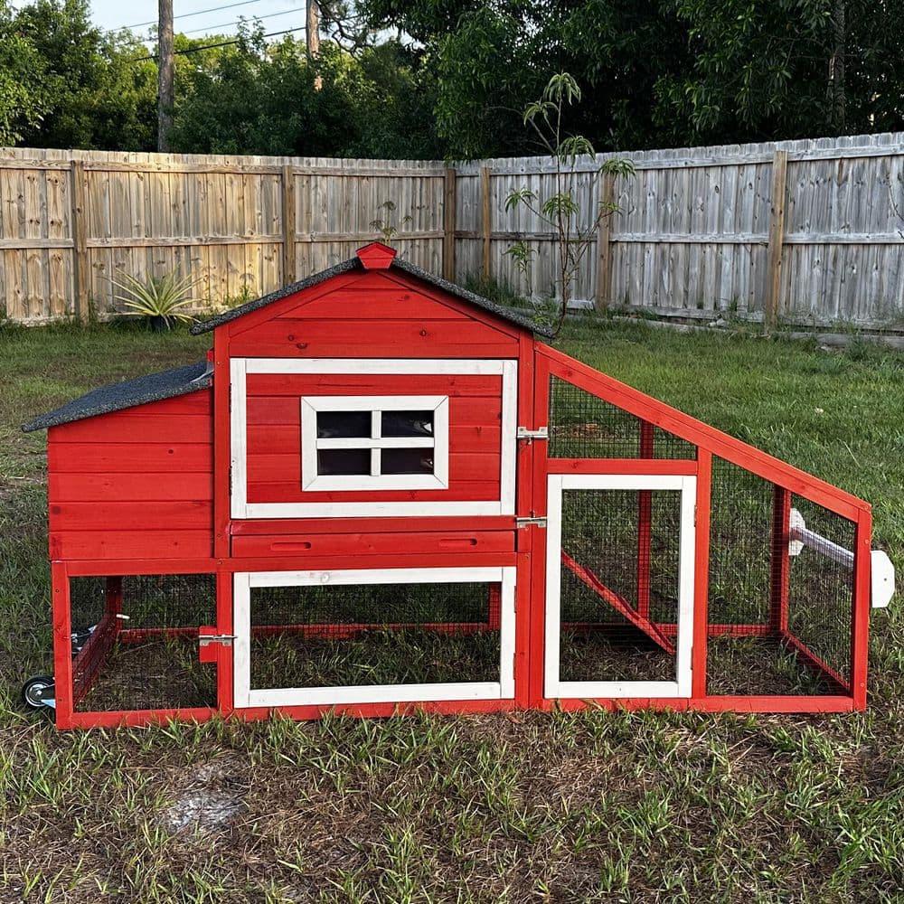 Aivituvin-AIR23-R Wooden Chicken Coop Red 67.3"(L)x26"(W)x39.4"(H)