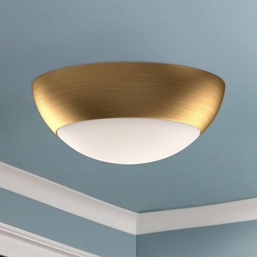 Rubio 12.25" Matte Black and Gold Glass Flush Mount