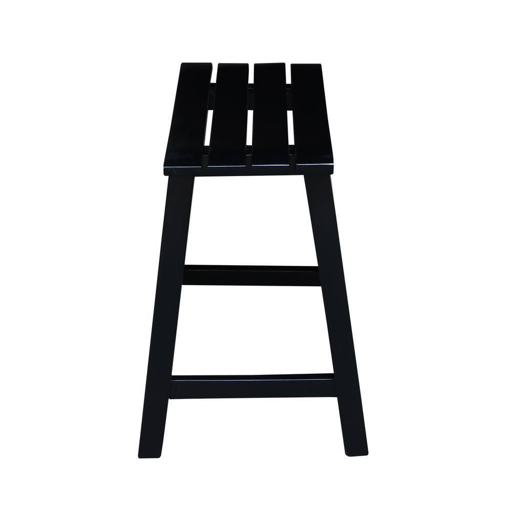 18" Slat Seat Counter Height Barstool Black - International Concepts: Rubberwood, Backless