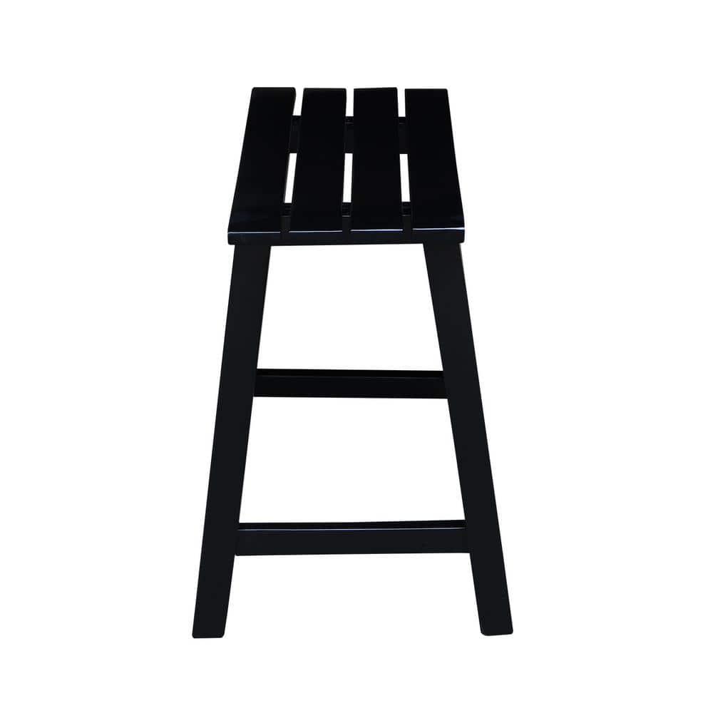 18" Slat Seat Counter Height Barstool Black - International Concepts: Rubberwood, Backless