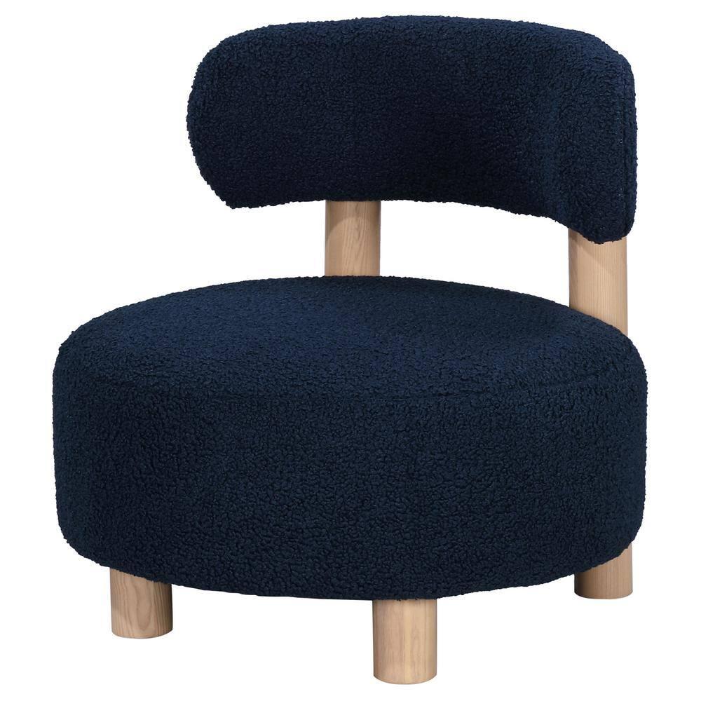 Coaster Zonie Boucle Fabric Upholstered Barrel Back Accent Chair Blue