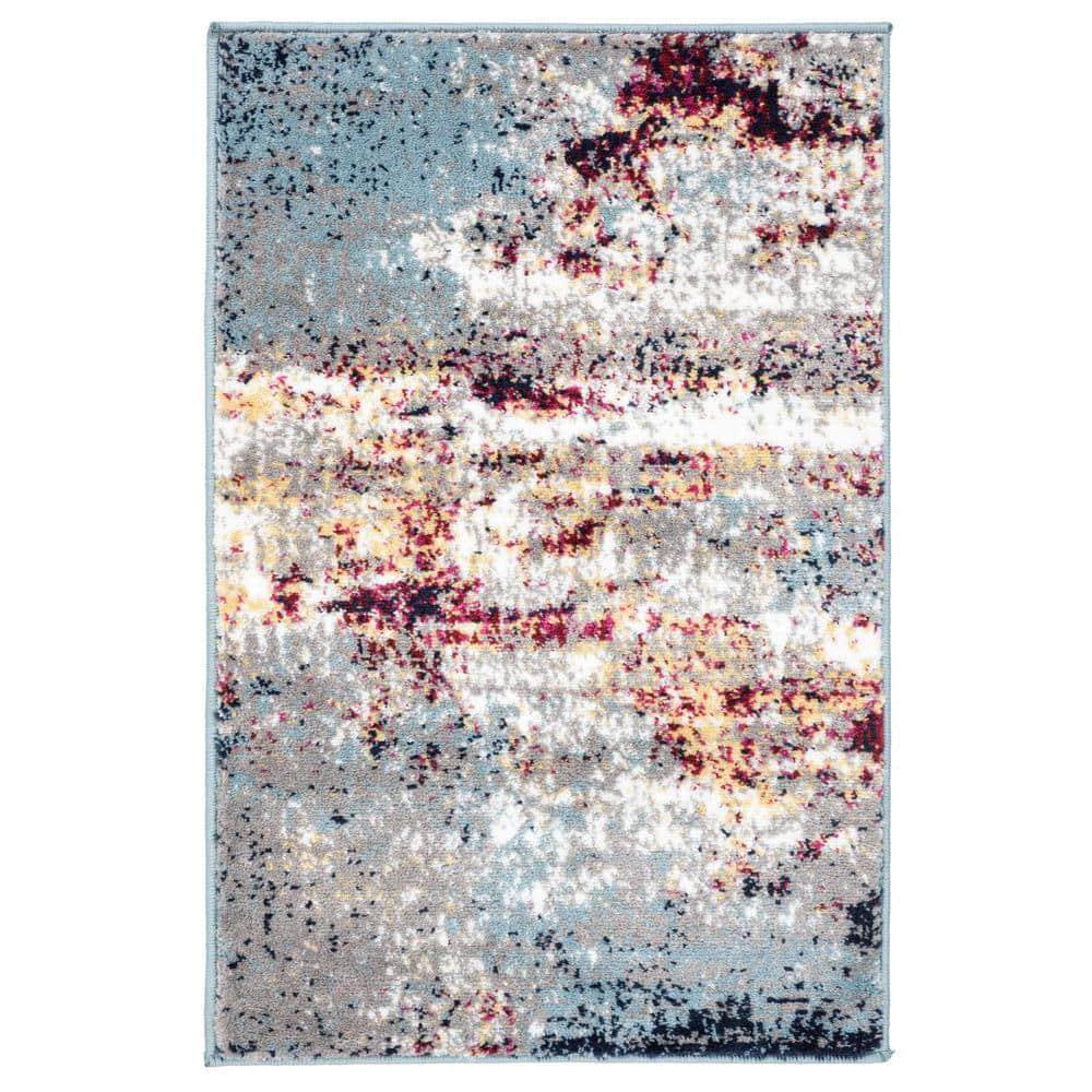 World Rug Gallery Distressed Abstract Watercolor Multi 2' x 3' Area Rug