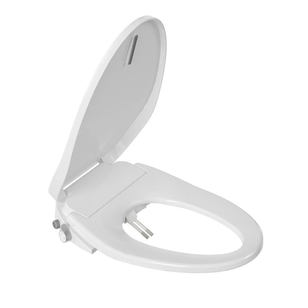 Electric Quiet Close Bidet Seat for Elongated Toilets in White