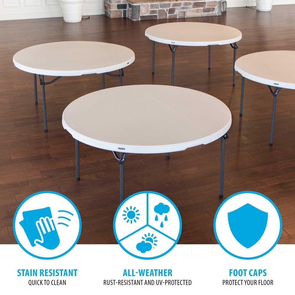 Lifetime 60 inch Round Folding Table, Indoor/Outdoor Commercial Grade, Almond (280435)