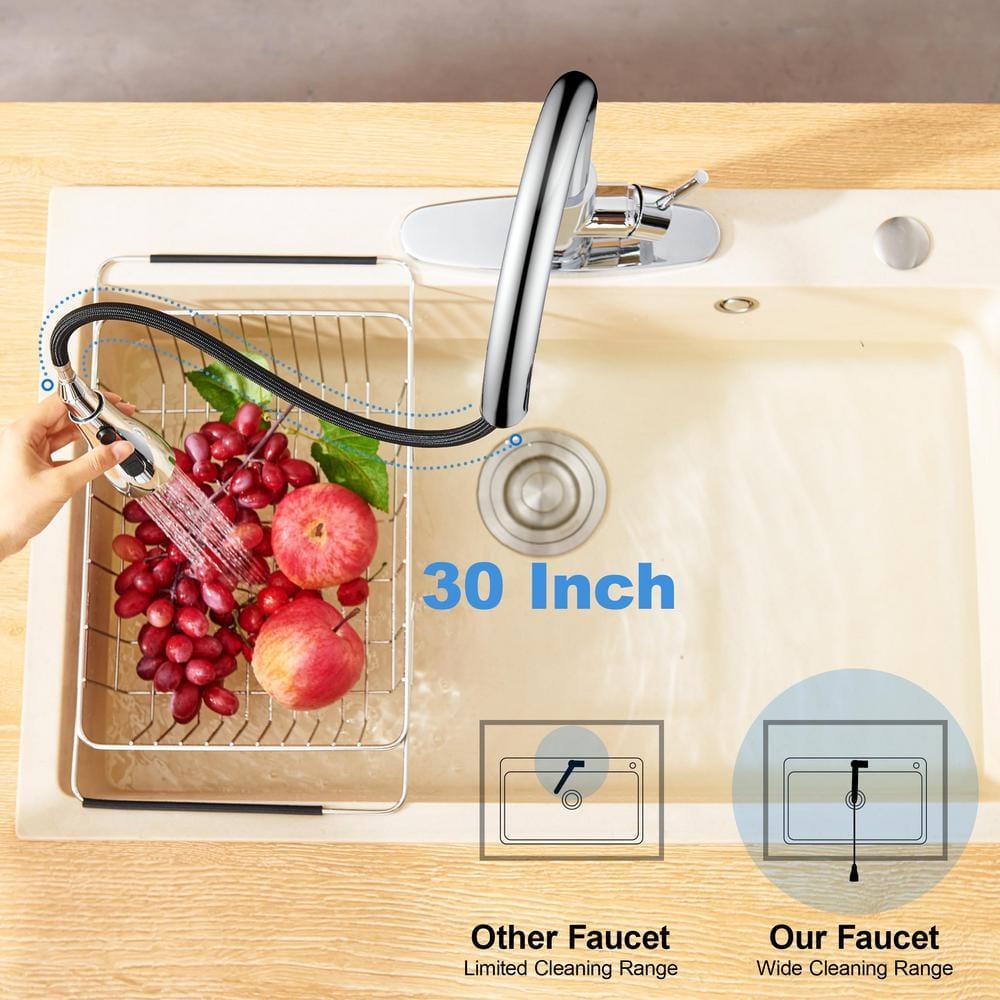 GAGALIFE Single Handle Pull Down Sprayer Kitchen Faucet High Arc Stainless Steel Faucet with 3-Function Sprayer JJL-CL-PT-SDP-C