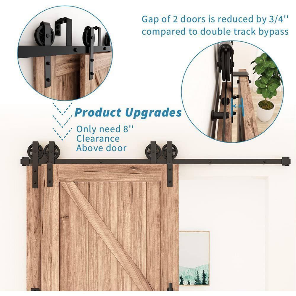 Black Wall Mount Barn Door Hardware Kit, 156 in. Track