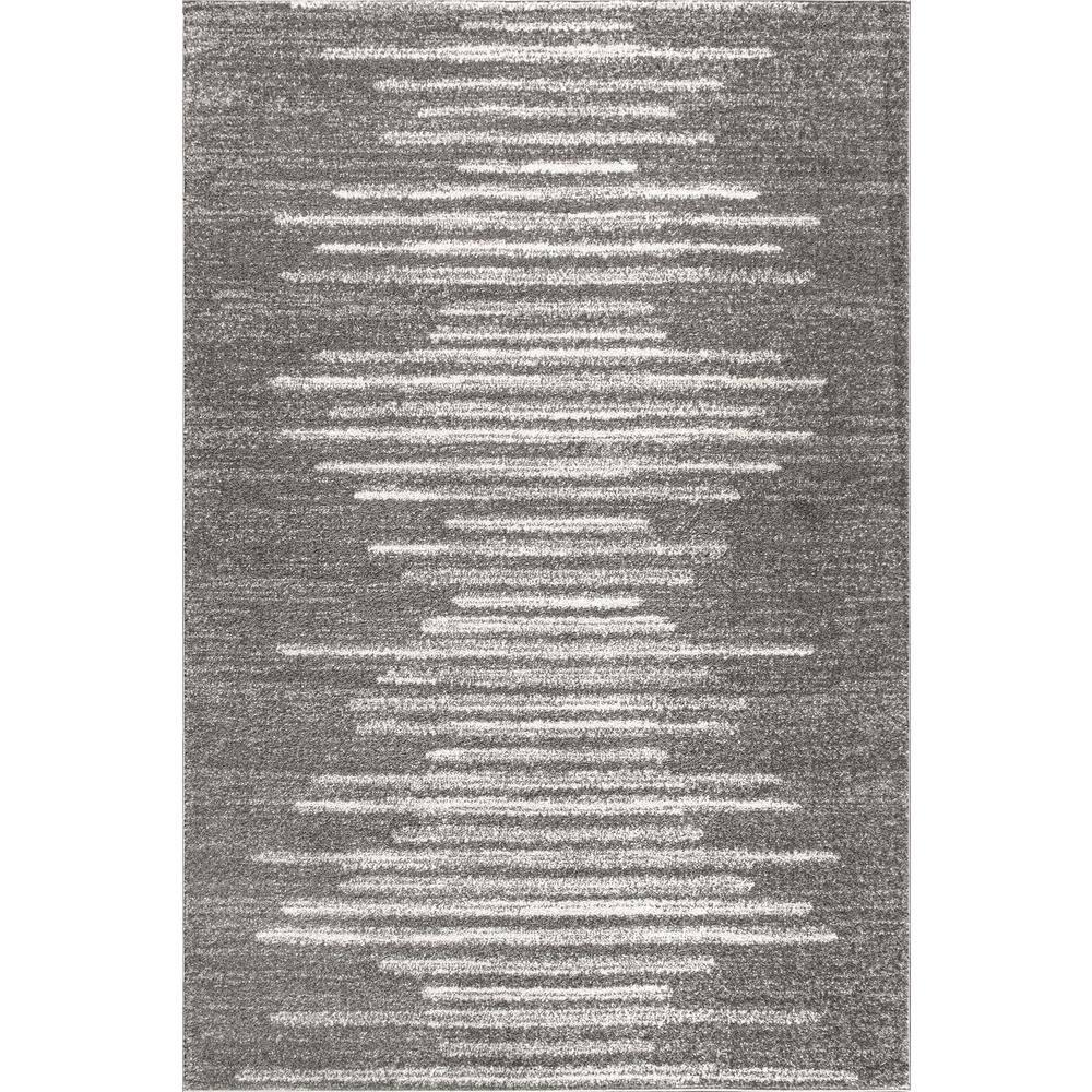 3'x5' Aya Berber Stripe Geometric Area Rug, Gray/Cream - JONATHAN Y