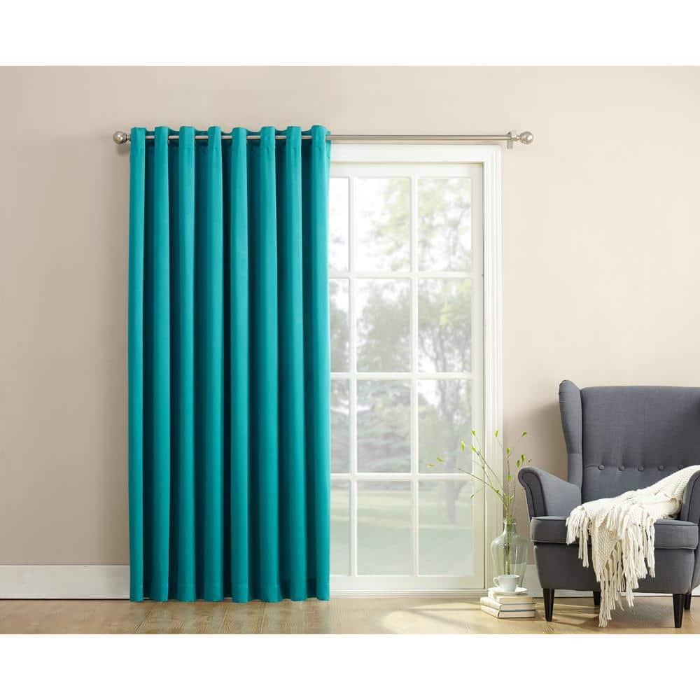 Sun Zero Bartlett Grommet Room Darkening Extra Wide Patio Curtain Panel, 100"x84", Marine