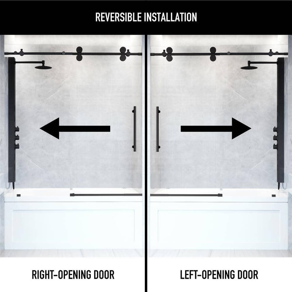 Elan 56-60" W x 66" H Sliding Frameless Tub Door with 3/8" Laminated Glass