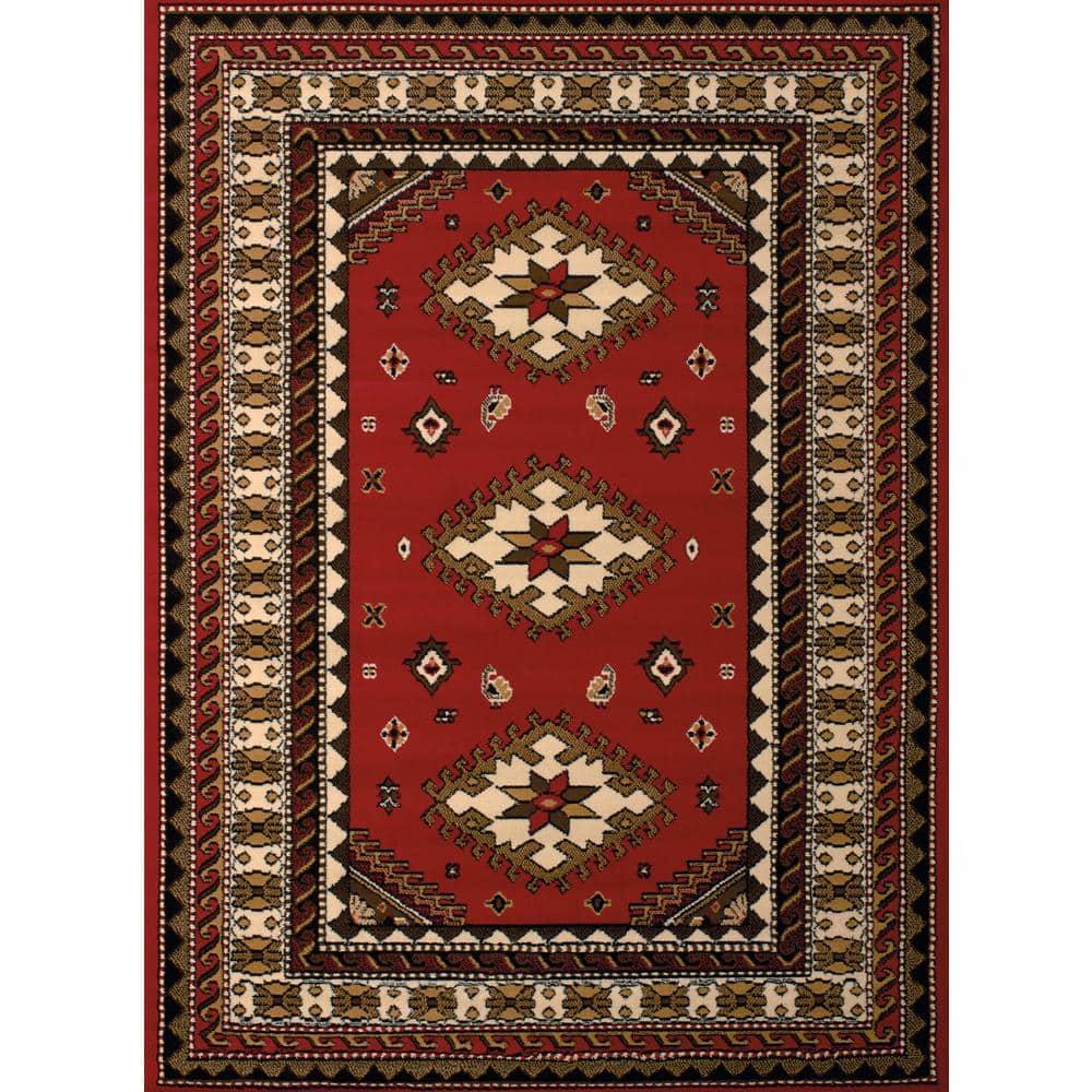 United Weavers Plaza Fleur Area Rug, Bordered Pattern, Red, 5'3" x 7'2"