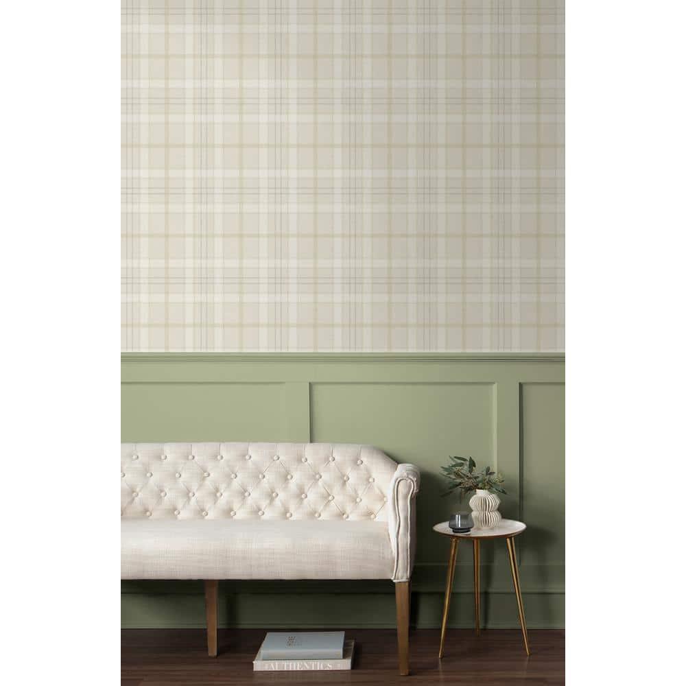 NextWall Neutral Tailor Plaid Peel and Stick Wallpaper - 20.9 in. W x 18 ft. L Roll