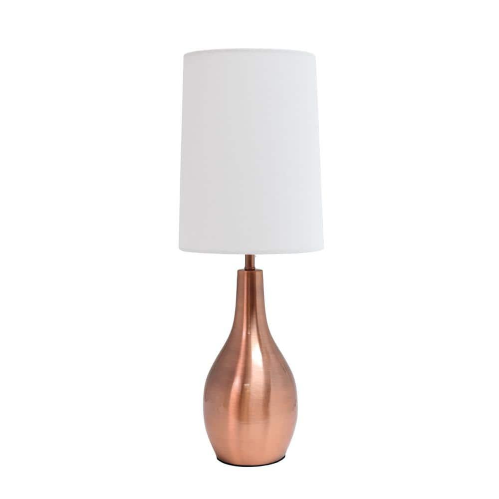 Simple Designs 1-Light Tear Drop Table Lamp Rose Gold: Bedroom, Accent Table, No Assembly Required
