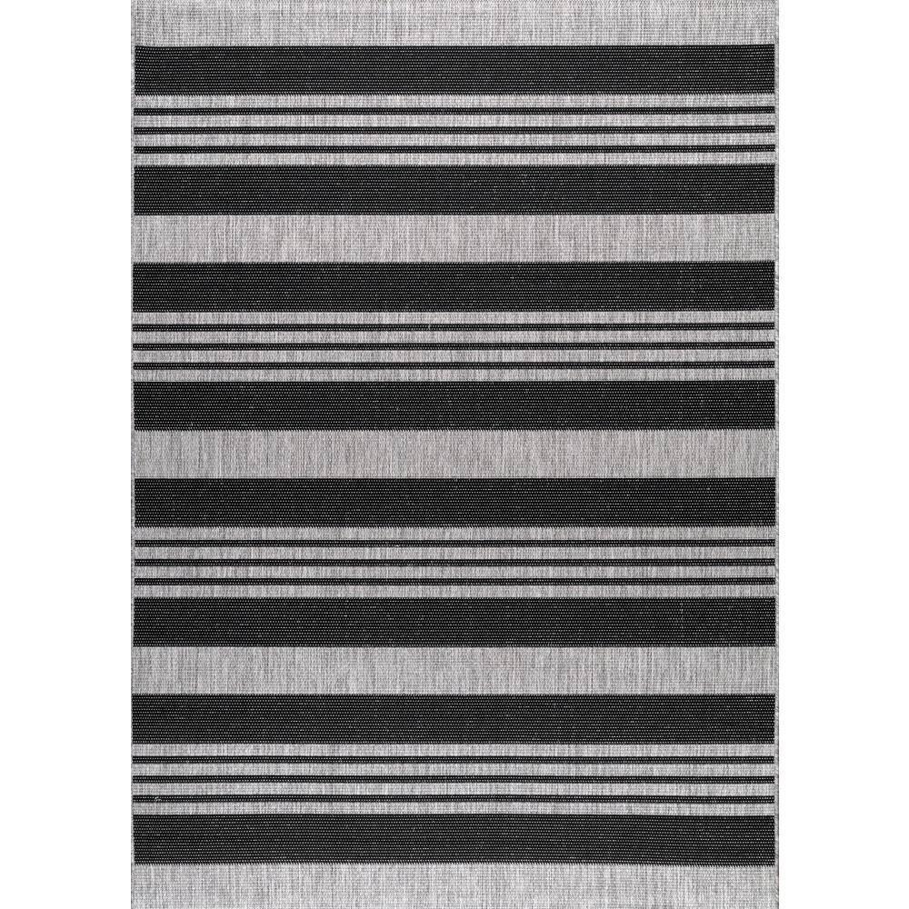 Nuloom Robin Striped 9x12 Indoor/Outdoor Area Rug for Living Room Patio Deck Front Porch Kitchen, Grey/Black