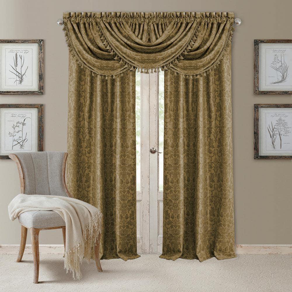 Antonia Blackout Window Curtain Panel - 52" x 84" - Antique Gold - Elrene Home Fashions