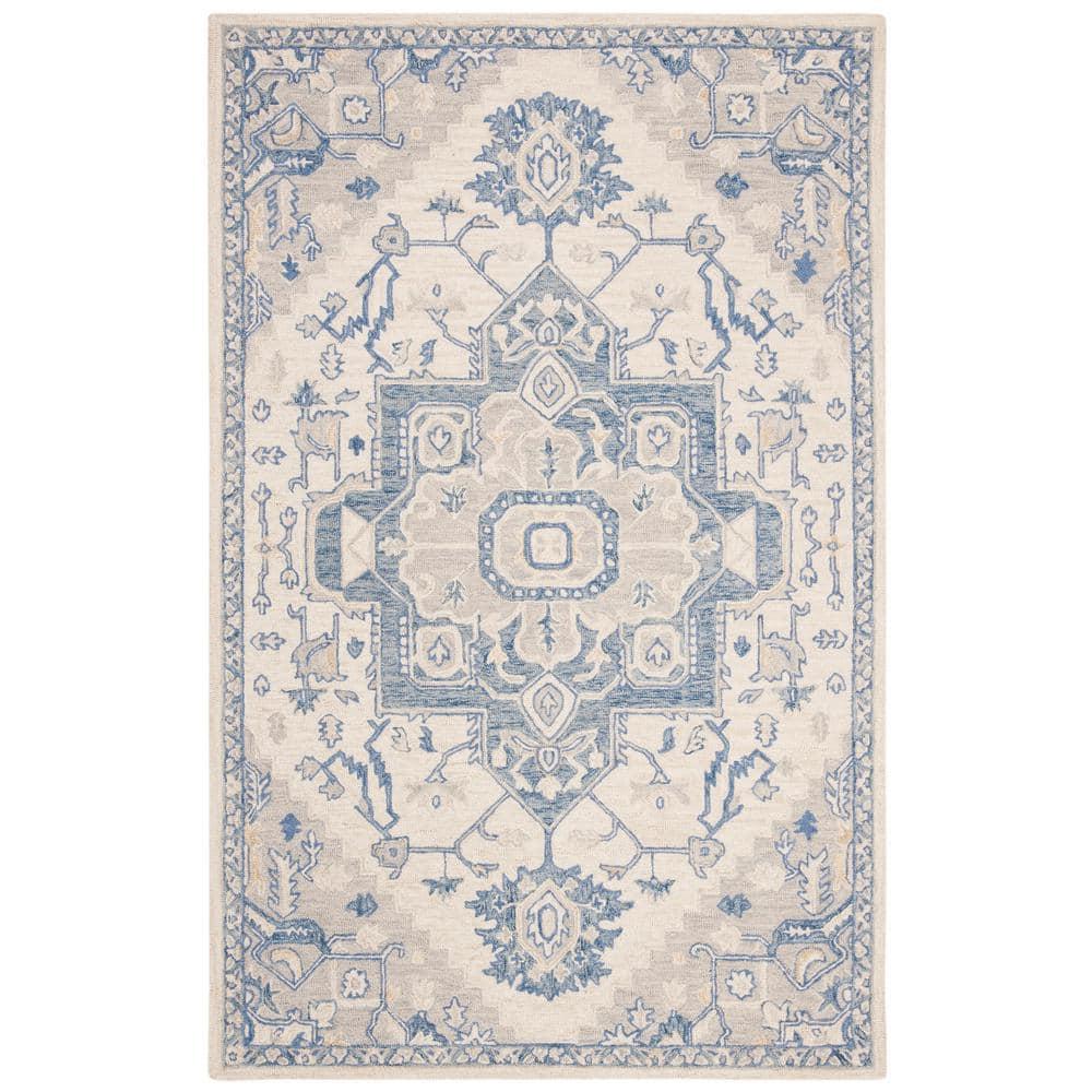 Micro-Loop MLP503 Hand Tufted Indoor Area Rug - Ivory/Blue - 4'x6'- Safavieh