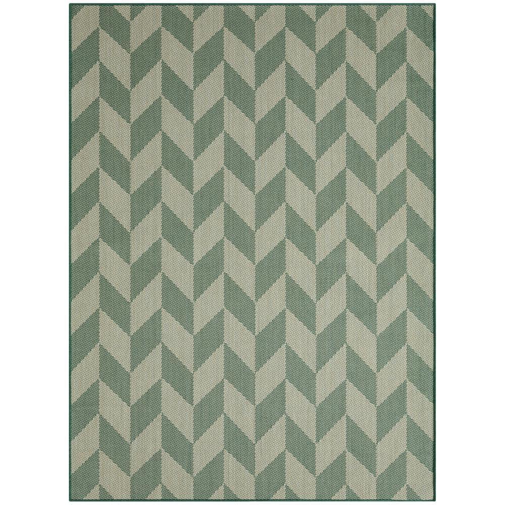 NICOLE MILLER NEW YORK Patio Country Calla Herringbone Indoor/Outdoor Area Rug, Beige/Green