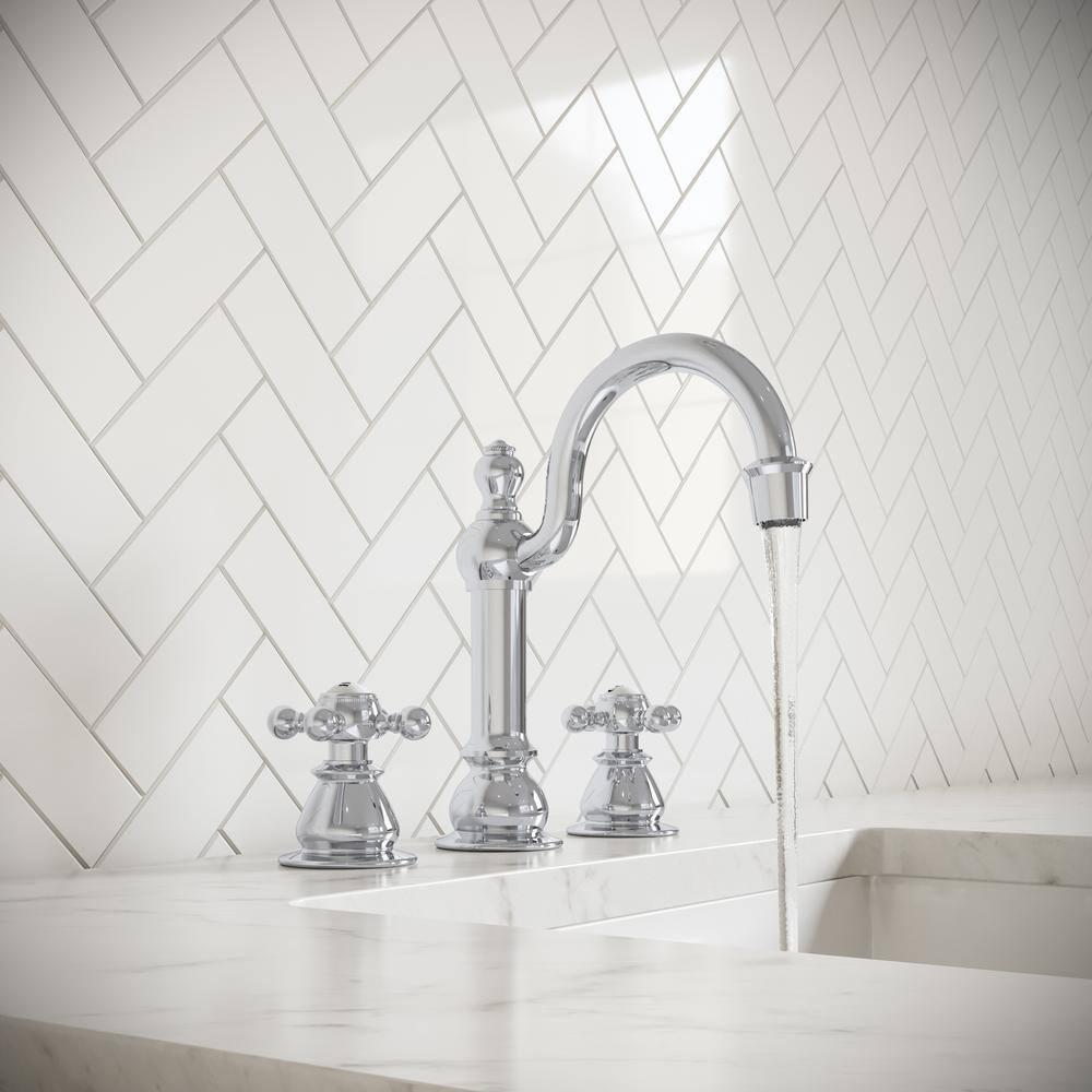 Water Creation F2-0012-01-BX American 20th Century Classic Widespread Lavatory F2-0012 Faucets - Silver & Chrome