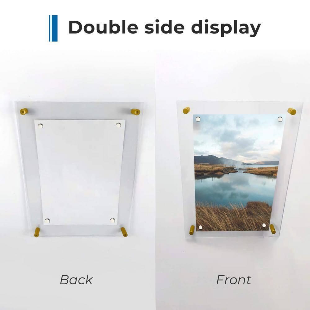 Acrylic Floating Frame 21z27, for Photo up to 18x24 inches - Gold Wall mount standoffs with Magnets