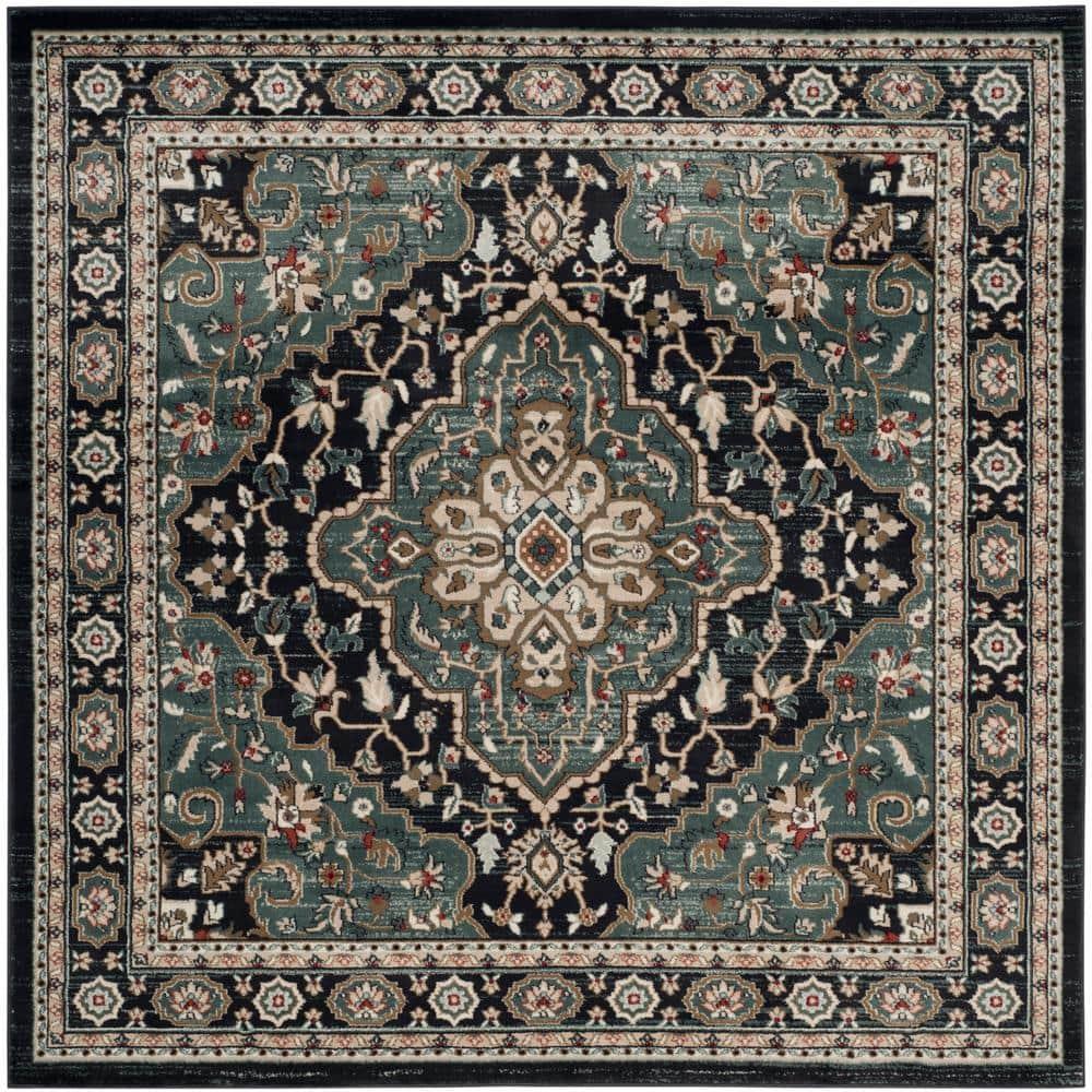 Lyndhurst LNH338 Power Loomed Area Rug - Anthracite/Teal - 7'x7' - Safavieh.