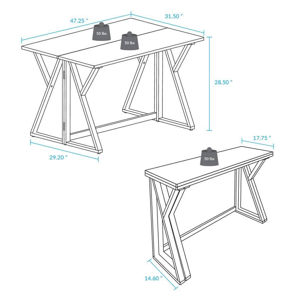 American Trails Aztecs Folding Console to Dining Convertible Table with Solid American Basswood