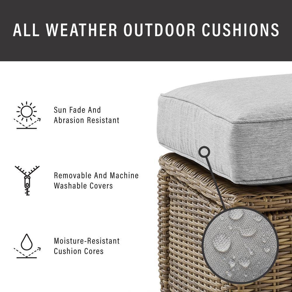 Bradenton Outdoor Steel Swivel Rocking Chair Gray/Weathered Brown - Crosley: Resin Wicker, Moisture-Resistant Cushions