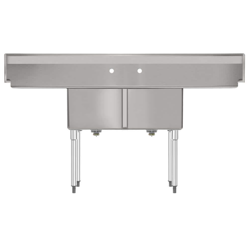 72 in. 16-Gauge Commercial Sink with Backsplash and Dual 18 in. Drainboards, Bowl Dimensions 18"x18"x14" in Stainless-Steel (KM-SB181814-18B316)